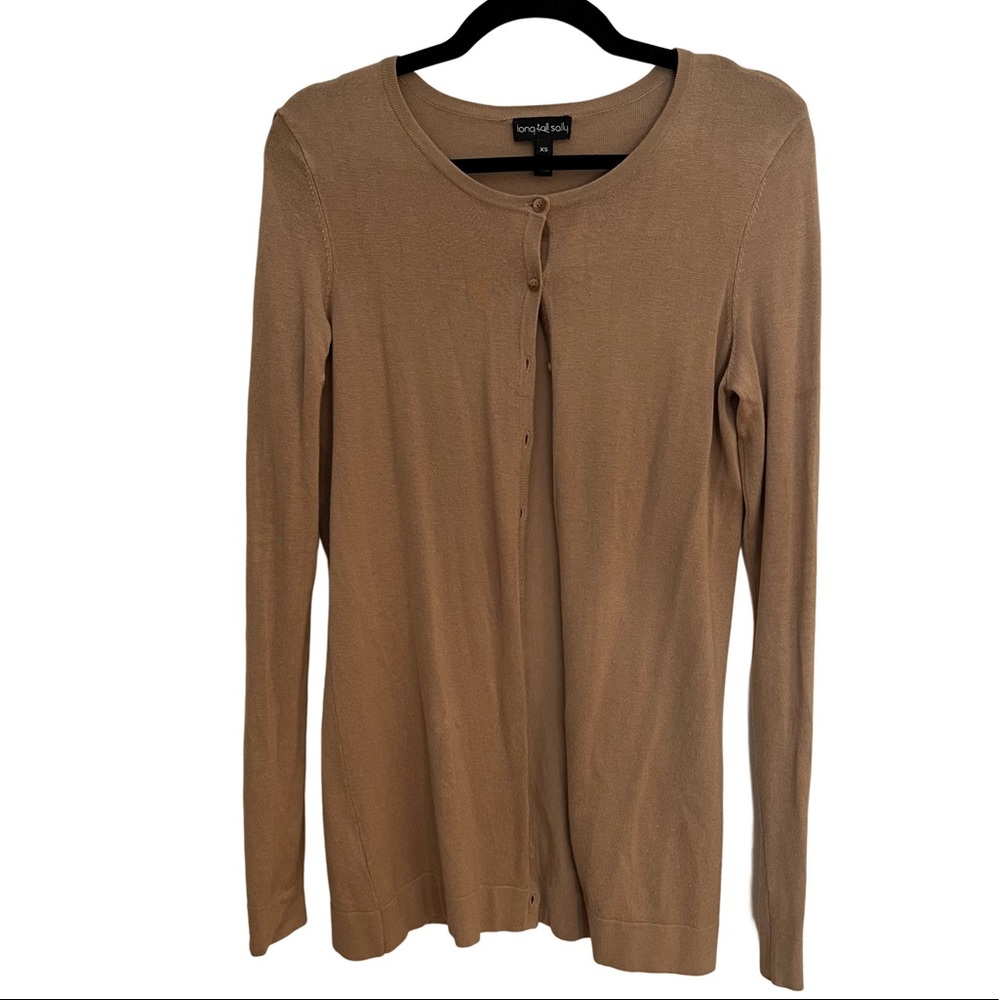 Long Tall Sally, long armed, long waisted, button up sweater, stretchy